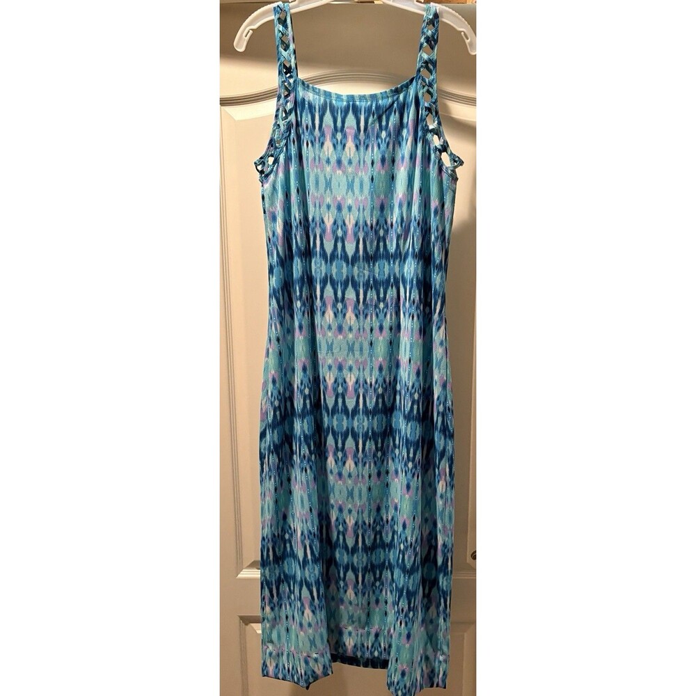 Women's Dotti Dress Size 10 Blue Tie Die Vibe Sleeveless Summer Vintage 90s Boho - Picture 13 of 14